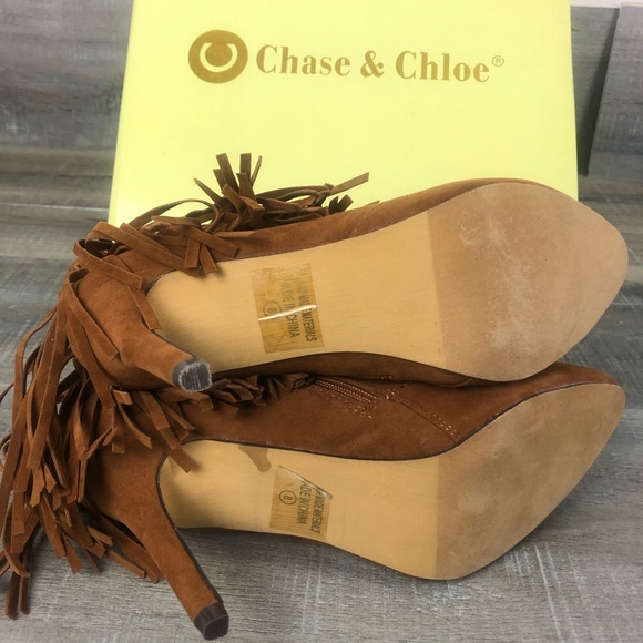 Chase & Chloe Carina Stiletto Fringe Ankle Boot - Picture 8 of 8